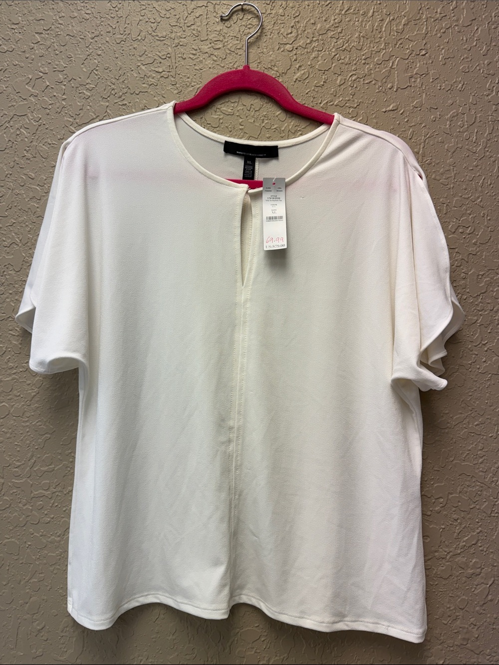 White House Black Market White Short-Sleeve Crewneck Top